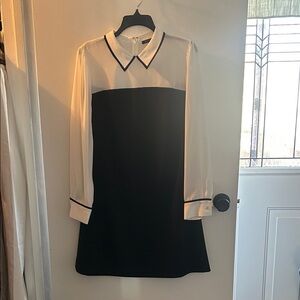 Tommy Hilfiger Black and White Buttoned Sleeve Blouse